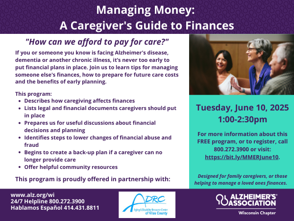 Managing Money: Presented by ADRC of Vilas County